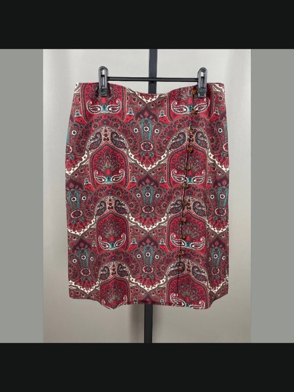 NEW Talbots Skirt Womens 6 red purple paisley floral pencil straight